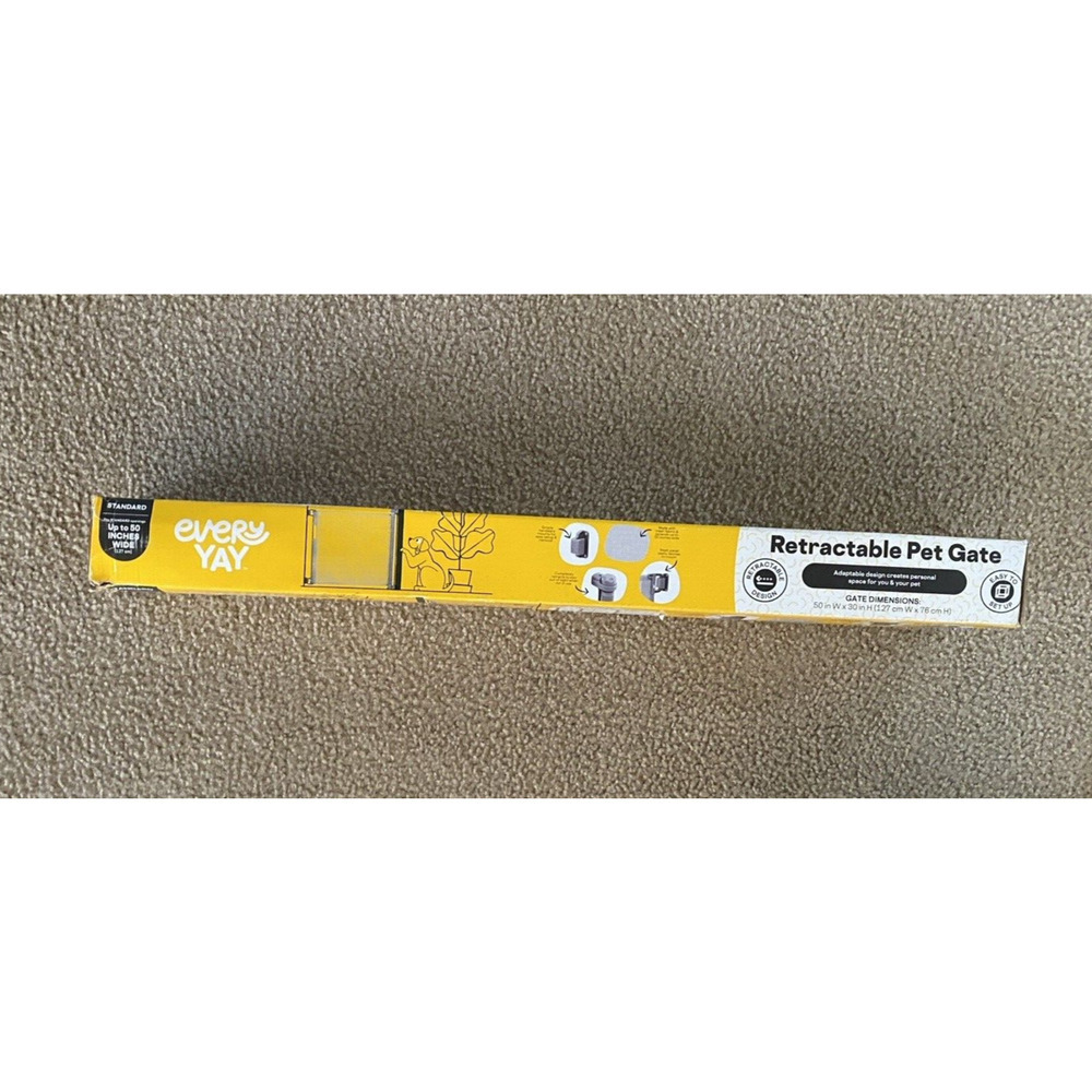 Pet Gate Grey 50 inches Width x 30 inches Height EveryYay Retractable